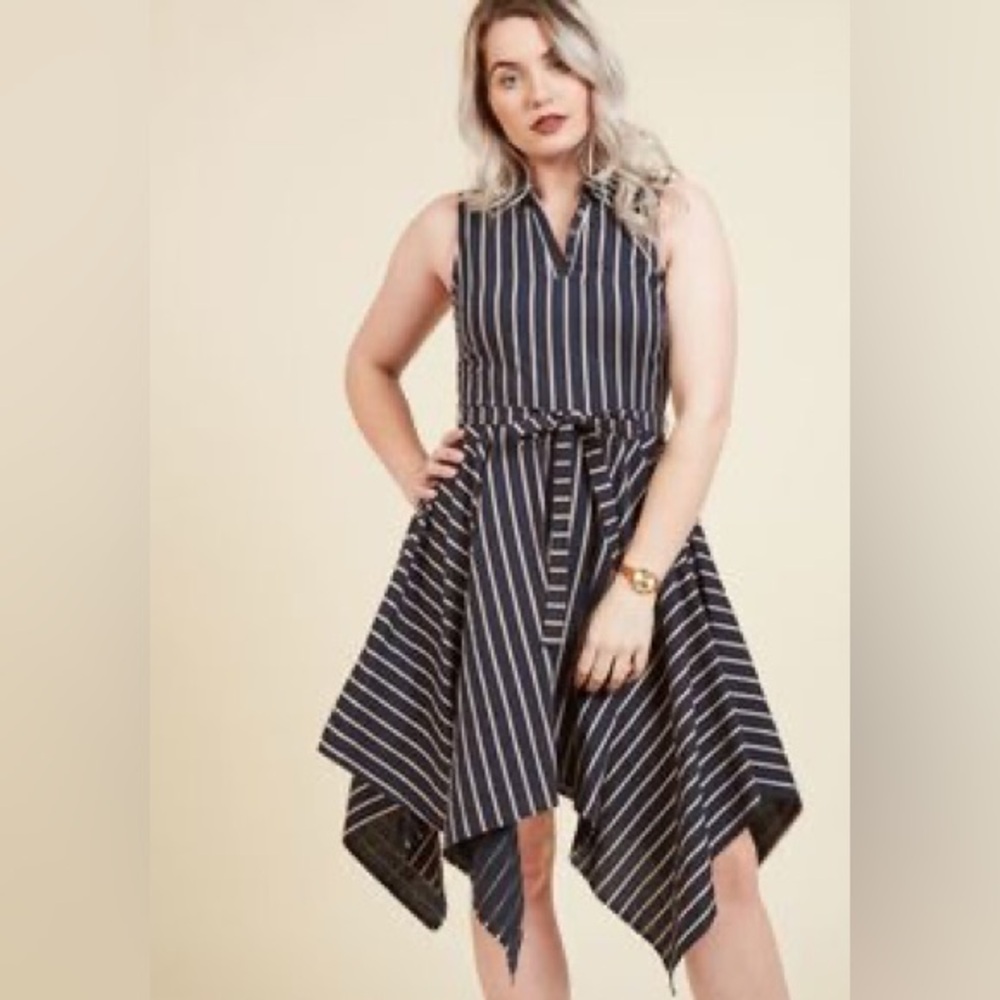 ModCloth Doe & Rae Striped Handkerchief Hem Dress